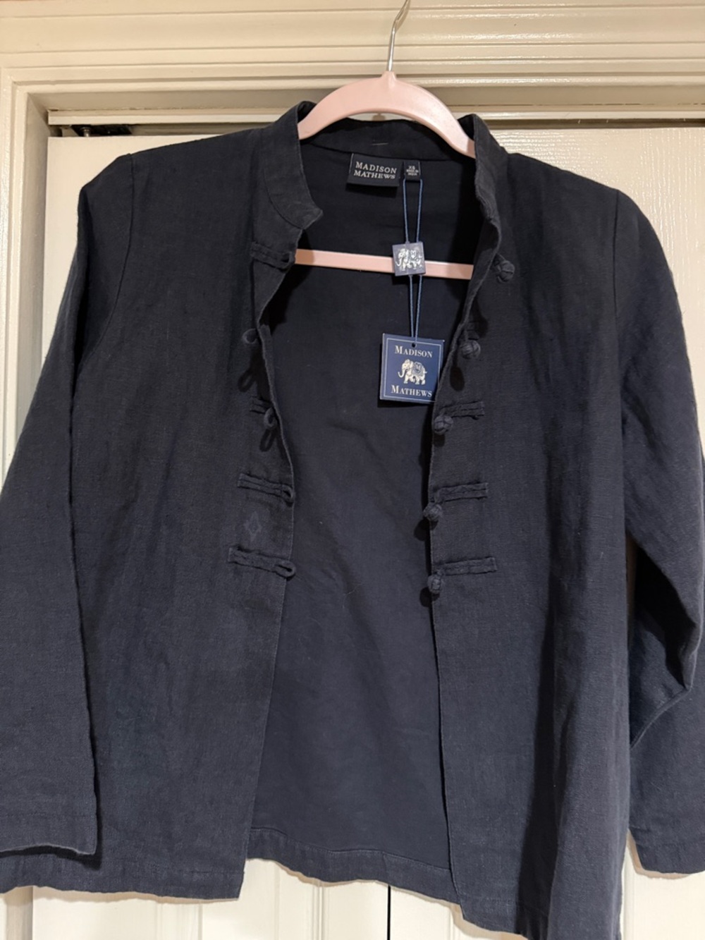 Madison Mathews Black Button-Detail Shirt Jacket